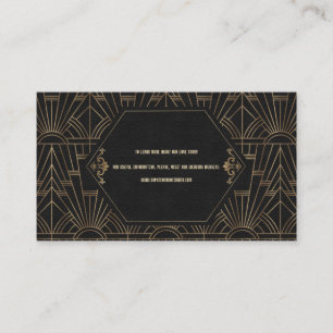 Tarjeta De Visita Sitio web del Boda Royal Gold Black Great Gatsby