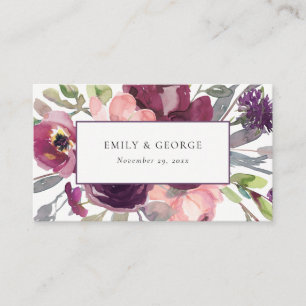 TARJETA DE VISITA SITIO WEB DEL BODA SOFT PURPLE LILAC WATERCOLOR FL