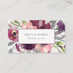 TARJETA DE VISITA SITIO WEB DEL BODA SOFT PURPLE LILAC WATERCOLOR FL