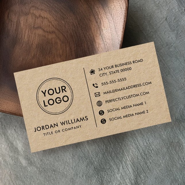 Tarjeta De Visita Sitio web del logo del personalizado medio social  (Custom logo website social media Kraft paper Business Card)
