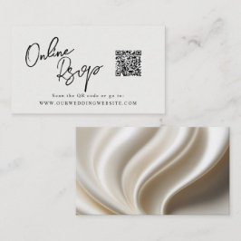 Tarjeta De Visita Sitio web en línea RSVP QR Code satin blanco marfi