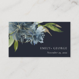 TARJETA DE VISITA SITIO WEB NAVY BLUE GREEN GOLD FLORAL BODA