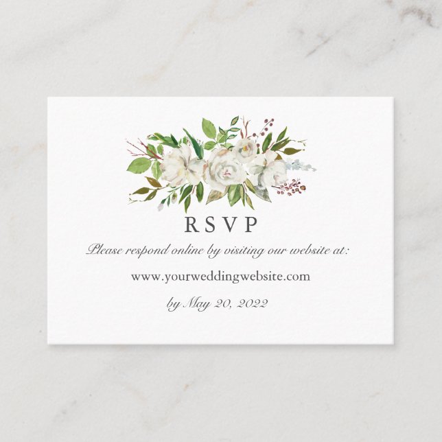 Tarjeta De Visita Sitio web RSVP de Antique Garden Wedding (Anverso)