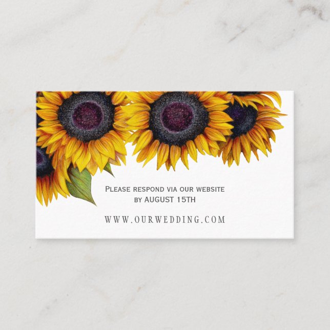 Tarjeta De Visita Sitio web ruso elegante de bodas de girasoles RSVP (Anverso)