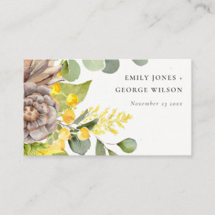 TARJETA DE VISITA SITIO WEB RUSTIC SUNFLOWER EUCALYPTUS FLORA BODA