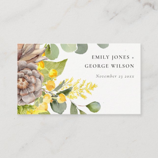 TARJETA DE VISITA SITIO WEB RUSTIC SUNFLOWER EUCALYPTUS FLORA BODA (Anverso)
