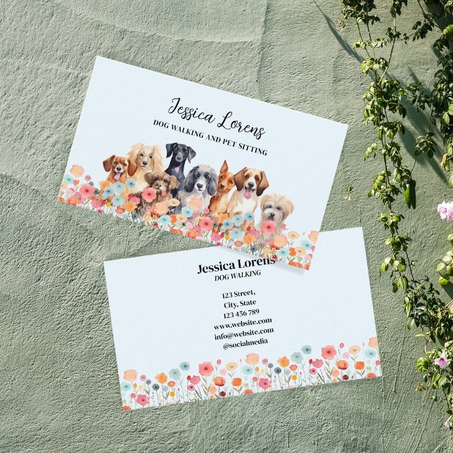 Tarjeta De Visita Sitter de perro, Mascota Groomer, veterinario, flo (Subido por el creador)