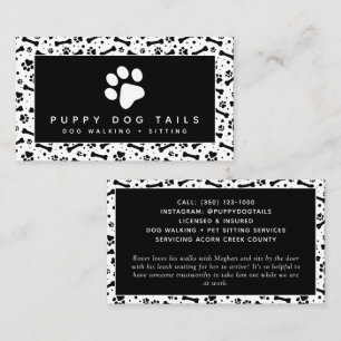 Tarjeta De Visita Sitter del Mascota del Caminante del Perro Blanco