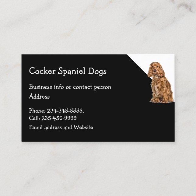 Tarjeta De Visita Sitter Mascota de los Perros de Cocker Spaniel (Anverso)