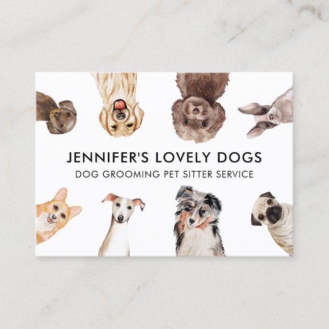 Tarjeta De Visita Sitter Mascota de perros de pequeño tamaño blanco (Anverso)