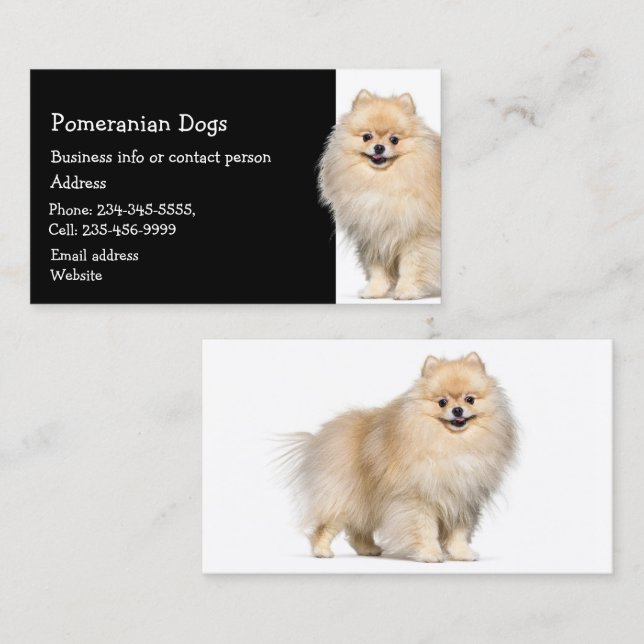 Tarjeta De Visita Sitter Mascota de Perros de Pomerania (Anverso / Reverso)