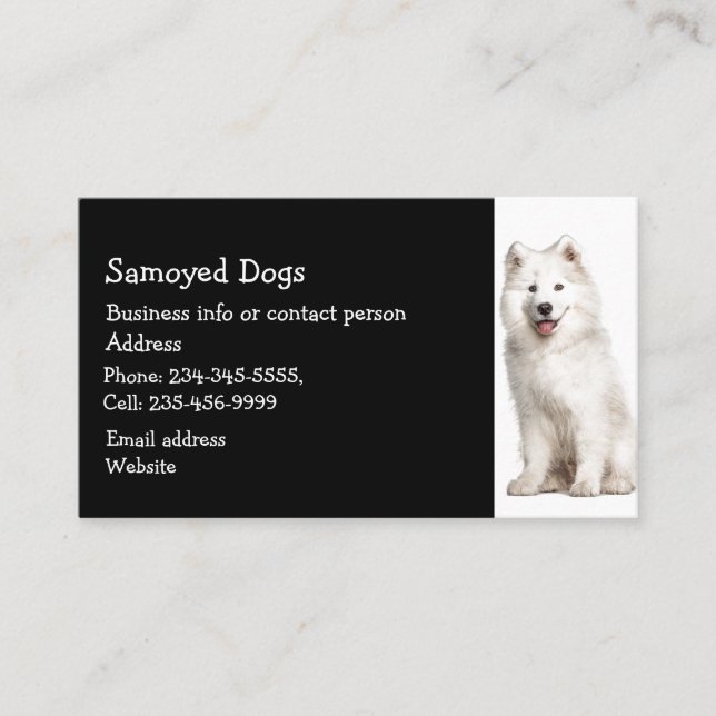 Tarjeta De Visita Sitter Mascota de Perros Samoyed (Anverso)