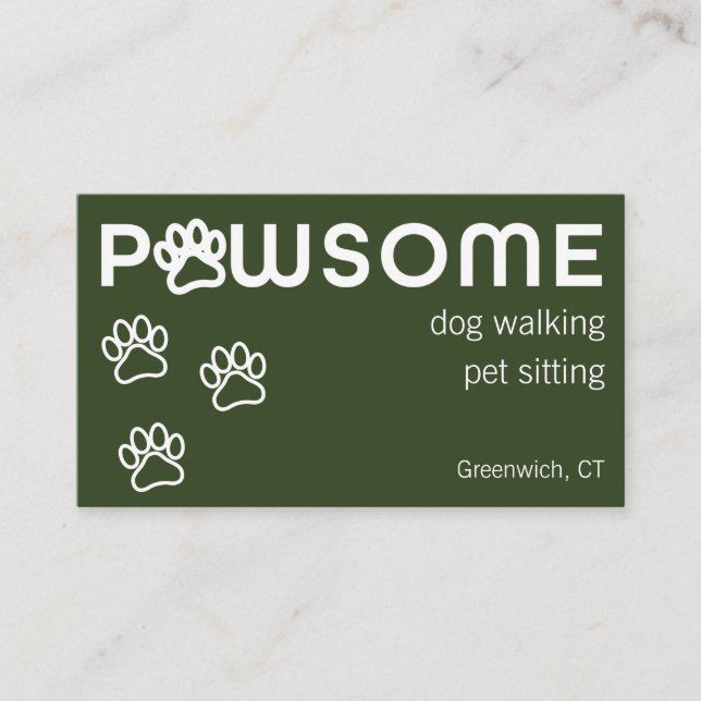 Tarjeta De Visita Sitter, Mascota de The Dog Walker, un perro oscuro (Anverso)