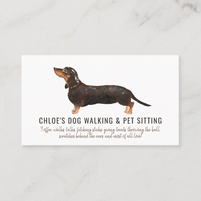 Tarjeta De Visita Sitter Mascota de Watercolor Dog Walker (Anverso)