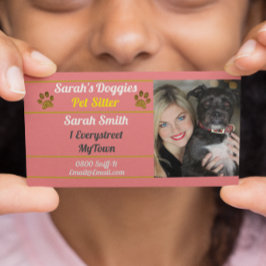 Tarjeta De Visita Sitter Mascota profesional de Pink Dog Walker