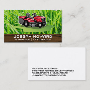 Tarjeta De Visita Sitting Lawn Mower   Grasa