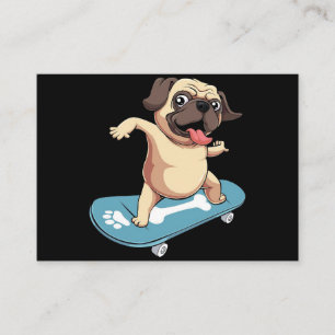 Tarjeta De Visita Skateboard Pug Skateboarding