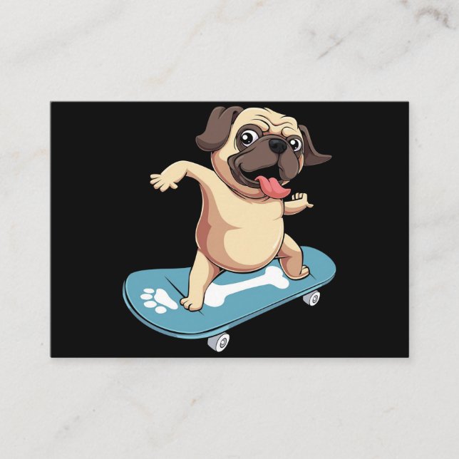 Tarjeta De Visita Skateboard Pug Skateboarding (Anverso)