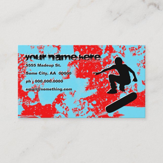 Tarjeta De Visita skateboarding del grunge (Anverso)