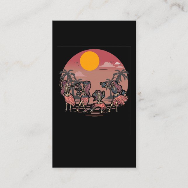 Tarjeta De Visita Skeleton Dancing Aloha Women Hawaii (Anverso)
