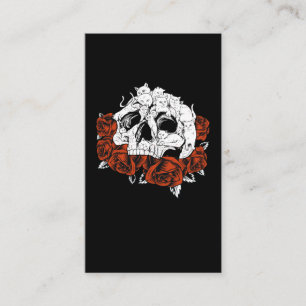 Tarjeta De Visita Skeleton Kitten, Rosas del cráneo del gato