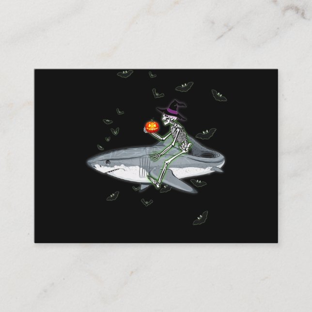 Tarjeta De Visita Skeleton Riding Shark - Gracioso regalo de tiburón (Anverso)