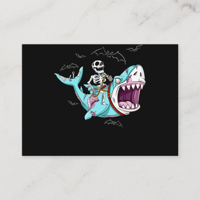 Tarjeta De Visita Skeleton Riding Zombie Shark Gracioso regalo de Ha (Anverso)