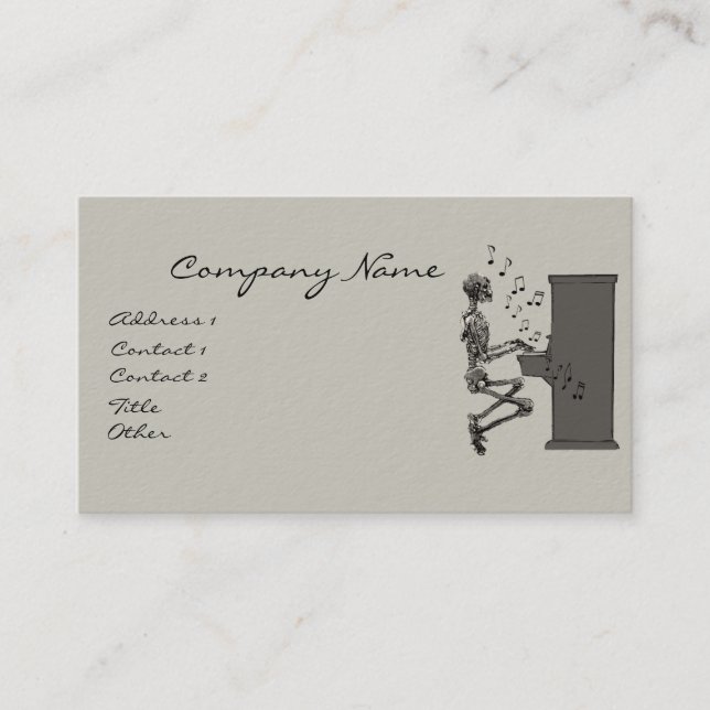 Tarjeta De Visita Skeleton Tocando música de piano divertida (Anverso)