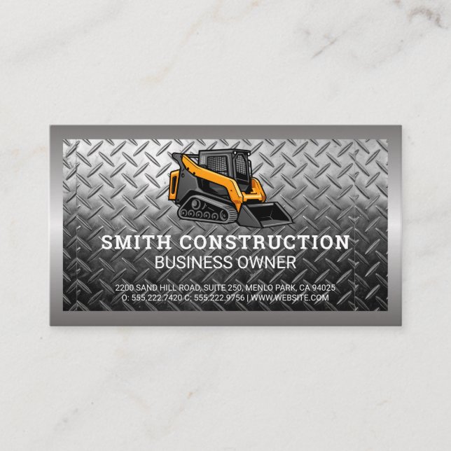 Tarjeta De Visita Skid Steer | Construcción | Acero (Anverso)