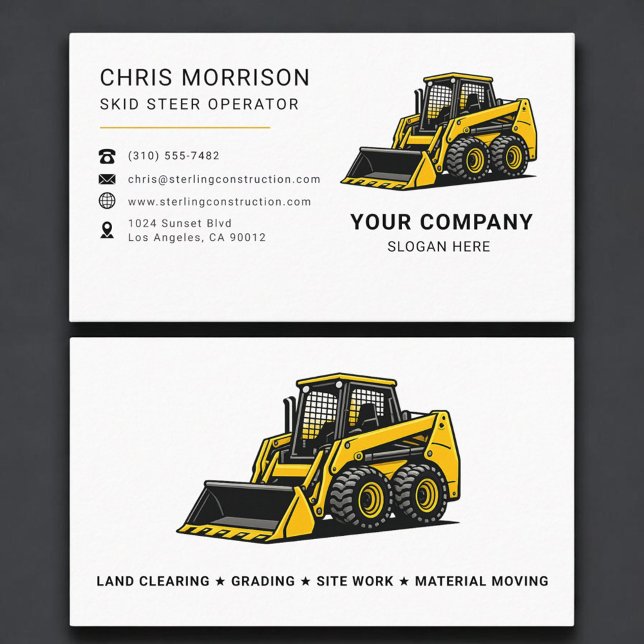 Tarjeta De Visita Skid Steer Construction Company (Subido por el creador)