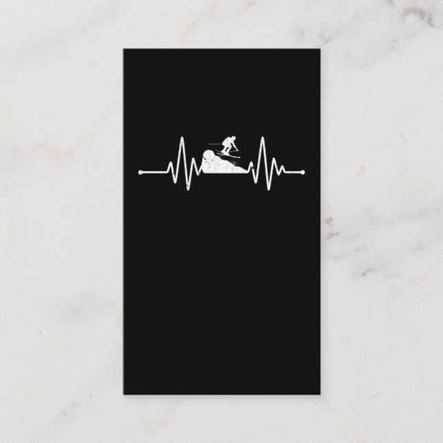 Tarjeta De Visita Skier Mountains Ski Heartbeat Winter Sports (Anverso)