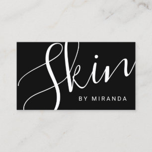 Tarjeta De Visita Skincare blanco y negro moderno profesional