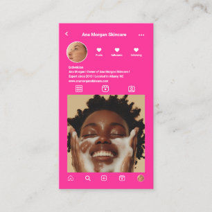 Tarjeta De Visita Skincare Instagram Photo Grid código QR rosa