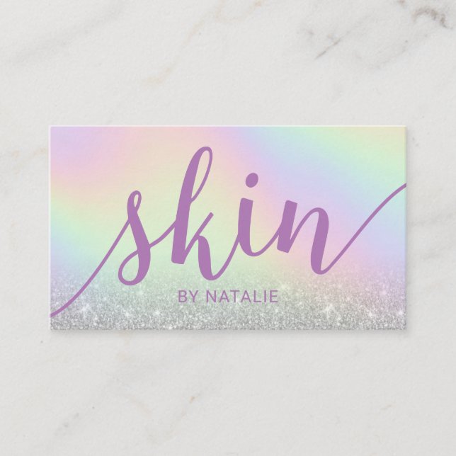 Tarjeta De Visita Skincare Salon Spa Esteticista Pastel Typografía (Anverso)