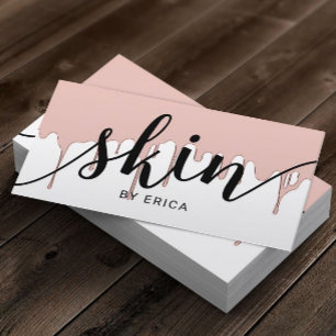 Tarjeta De Visita Skincare Salon Spa Esteticista Rosa Oro Drimes