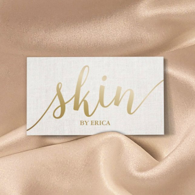 Tarjeta De Visita Skincare Salon Spa Esthetician Elegant Gold Script (Subido por el creador)