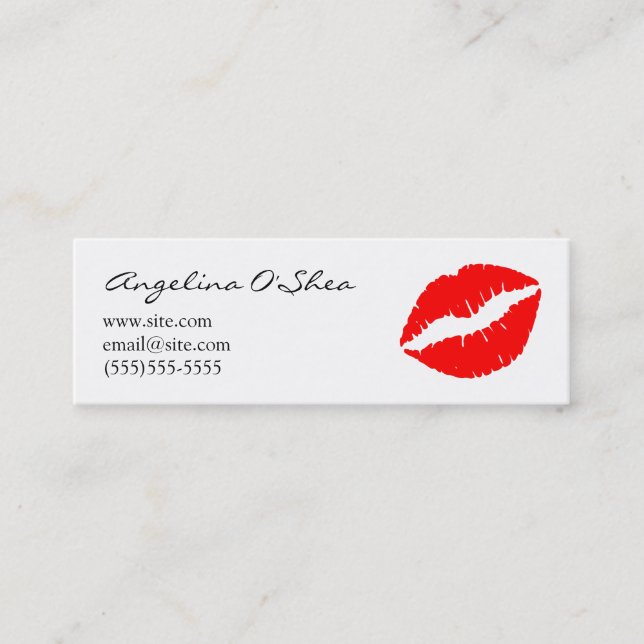 Tarjeta de visita Skinny de lápiz labial rojo (Anverso)