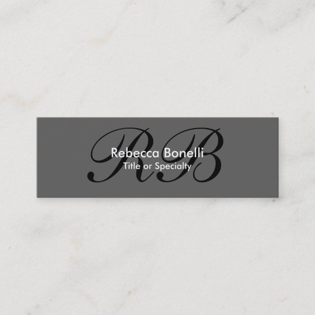 Tarjeta de visita Skinny Gray Black Monogram (Anverso)