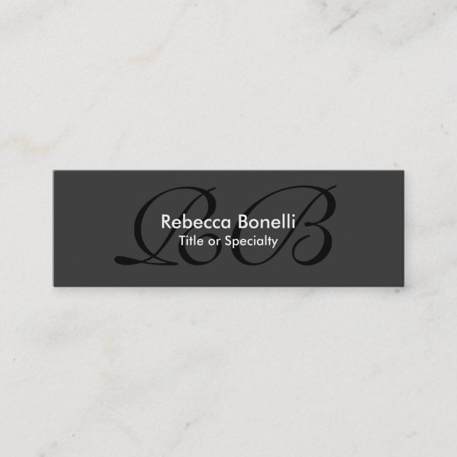 Tarjeta de visita Skinny Gray Black Monogram (Anverso)