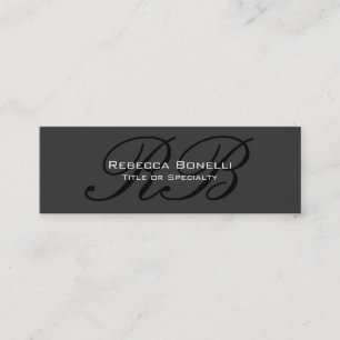 Tarjeta de visita Skinny Gray Black Monogram