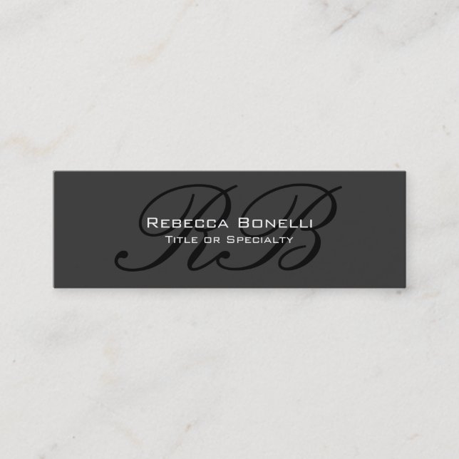 Tarjeta de visita Skinny Gray Black Monogram (Anverso)
