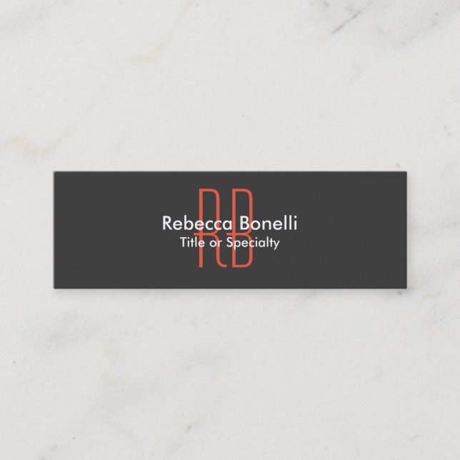 Tarjeta de visita Skinny Gray Black Monogram (Anverso)