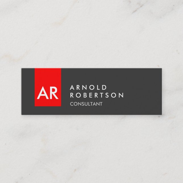 Tarjeta de visita Skinny Monogram Gray Red Consult (Anverso)