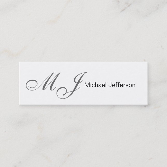 Tarjeta de visita Skinny Monogram White Gray (Anverso)
