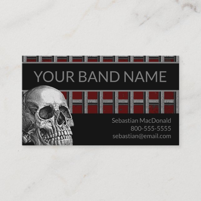 Tarjeta De Visita Skull Business Card Rock Band Música Metalizado