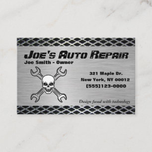 Tarjeta De Visita Skull Car Auto Mechanc Reparation Motor Service