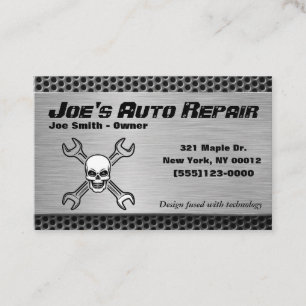 Tarjeta De Visita Skull Car Auto Mechanc Reparation Motor Service
