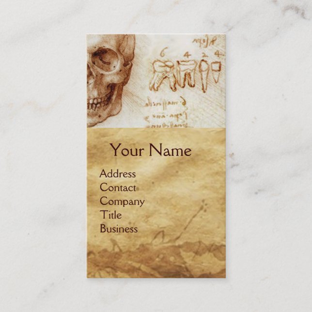 TARJETA DE VISITA SKULL, DIENTES, CLÍNICA DENTAL, MONO DENTISTA Y CA (Anverso)