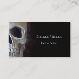 Tarjeta De Visita Skull Face Smokey Tatuto Gótico Gris Negro