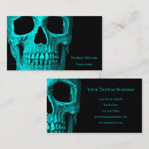 Tarjeta De Visita Skull Gothic Oscuro Verde azulado Negro Macabre Ta